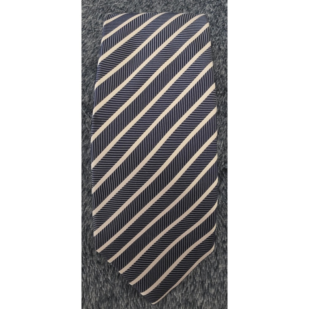 Haines & Bonner Men's Blue Striped Tie Classic Formal Necktie 59 Inch Length